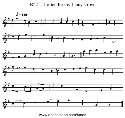 B221-  I often for my Jenny strove - staff notation