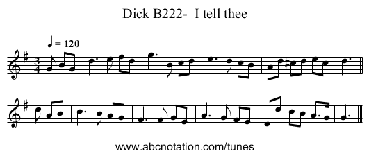 B222-  I tell thee, Dick - staff notation