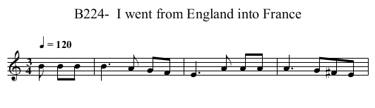B224-  I went from England into France - staff notation