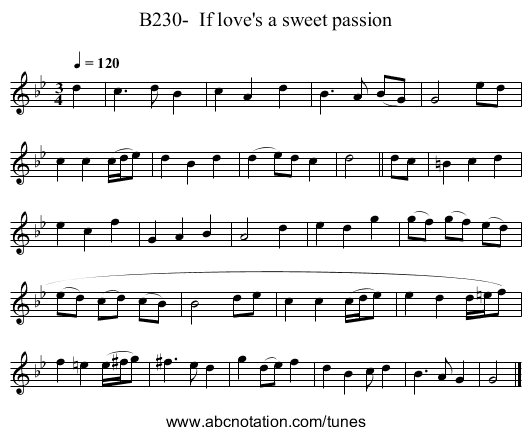 B230-  If love's a sweet passion - staff notation