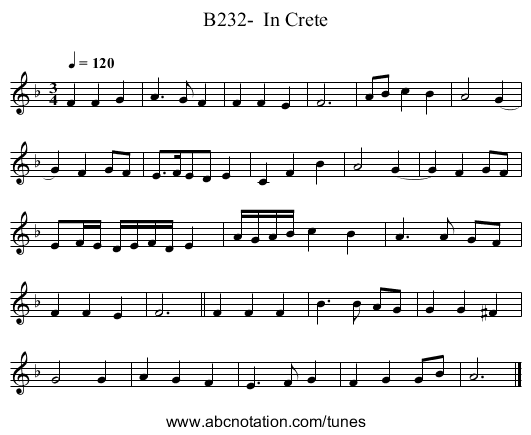 B232-  In Crete - staff notation