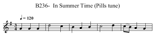 B236-  In Summer Time (Pills tune) - staff notation