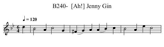 B240-  [Ah!] Jenny Gin - staff notation