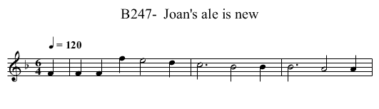 B247-  Joan's ale is new - staff notation