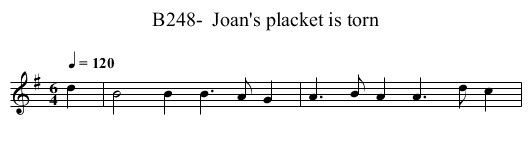 B248-  Joan's placket is torn - staff notation