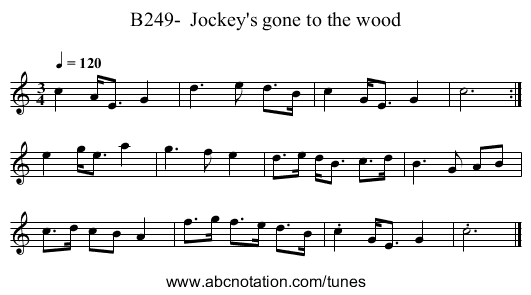 B249-  Jockey's gone to the wood - staff notation