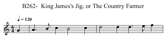 B262-  King James's Jig, or The Country Farmer - staff notation