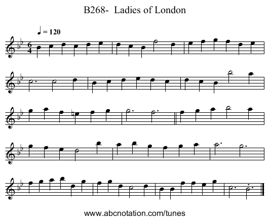 B268-  Ladies of London - staff notation