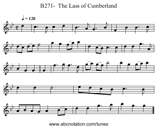 B271-  The Lass of Cumberland - staff notation