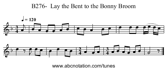 B276-  Lay the Bent to the Bonny Broom - staff notation