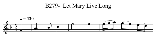 B279-  Let Mary Live Long - staff notation