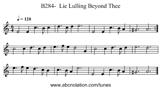 B284-  Lie Lulling Beyond Thee - staff notation