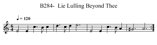 B284-  Lie Lulling Beyond Thee - staff notation