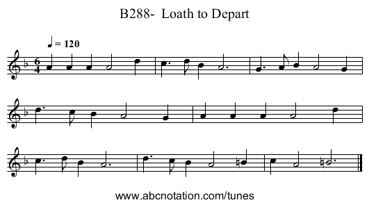B288-  Loath to Depart - staff notation