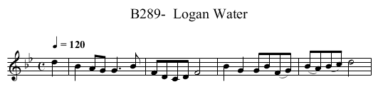 B289-  Logan Water - staff notation