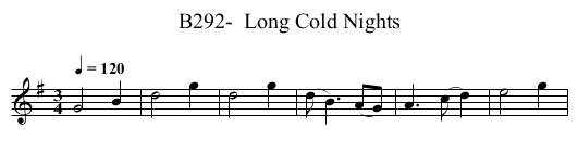 B292-  Long Cold Nights - staff notation