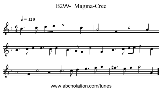 B299-  Magina-Cree - staff notation