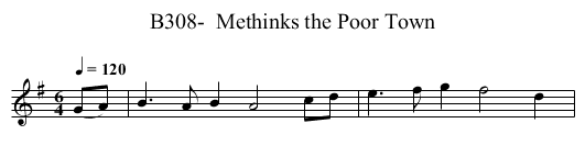 B308-  Methinks the Poor Town - staff notation