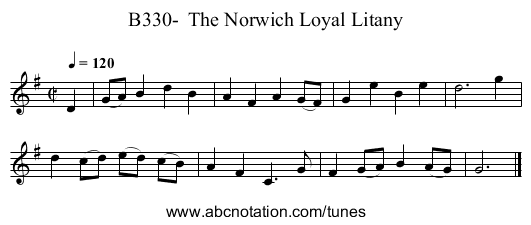 B330-  The Norwich Loyal Litany - staff notation