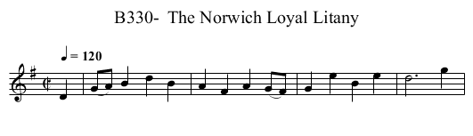 B330-  The Norwich Loyal Litany - staff notation