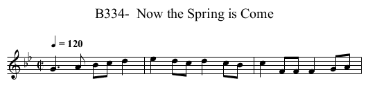 B334-  Now the Spring is Come - staff notation