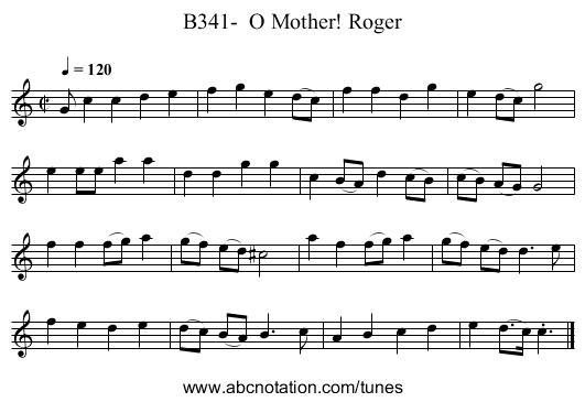 B341-  O Mother! Roger - staff notation