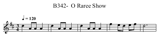 B342-  O Raree Show - staff notation