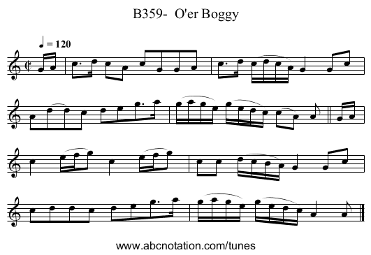 B359- O'er Boggy - staff notation