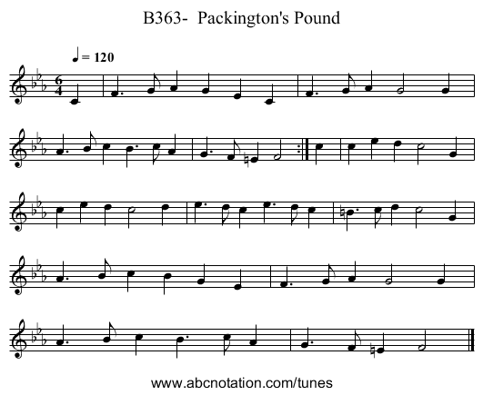 B363-  Packington's Pound - staff notation