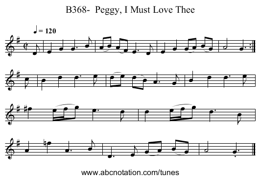 B368-  Peggy, I Must Love Thee - staff notation