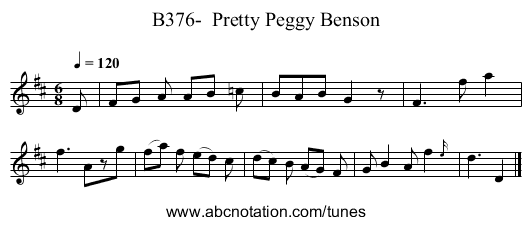 B376- Pretty Peggy Benson - staff notation