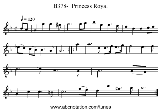 B378-  Princess Royal - staff notation