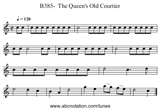 B385-  The Queen's Old Courtier - staff notation