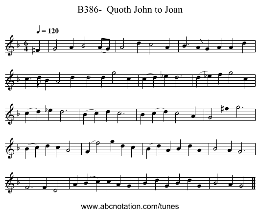 B386-  Quoth John to Joan - staff notation