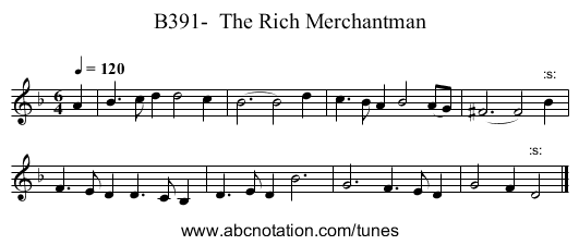 B391-  The Rich Merchantman - staff notation