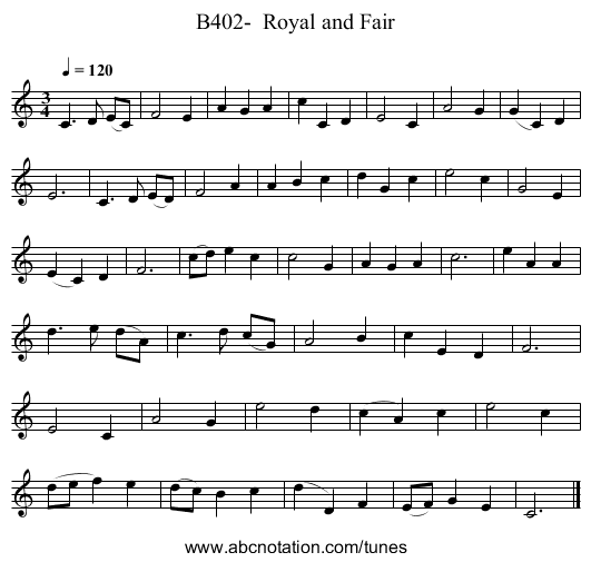 B402-  Royal and Fair - staff notation