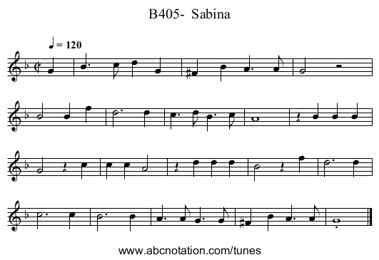 B405-  Sabina - staff notation