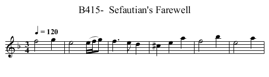 B415-  Sefautian's Farewell - staff notation
