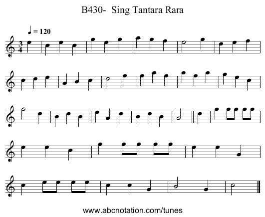 B430- Sing Tantara Rara - staff notation