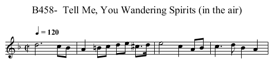 B458-  Tell Me, You Wandering Spirits (in the air) - staff notation
