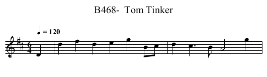 B468-  Tom Tinker - staff notation