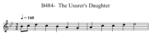 B484-  The Usurer's Daughter - staff notation