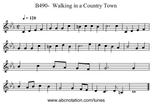 B490-  Walking in a Country Town - staff notation
