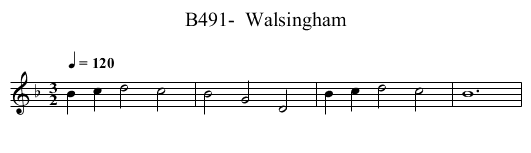B491-  Walsingham - staff notation
