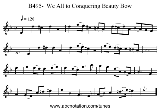 B495-  We All to Conquering Beauty Bow - staff notation