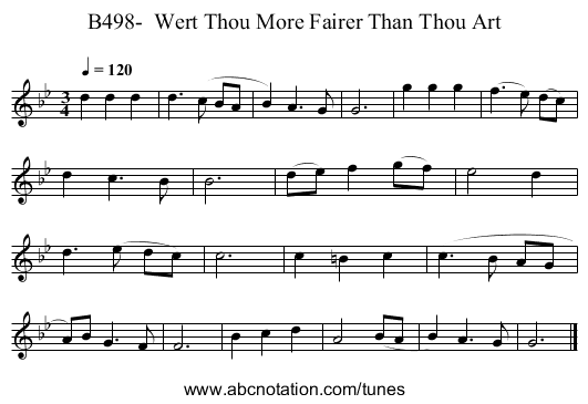 B498-  Wert Thou More Fairer Than Thou Art - staff notation