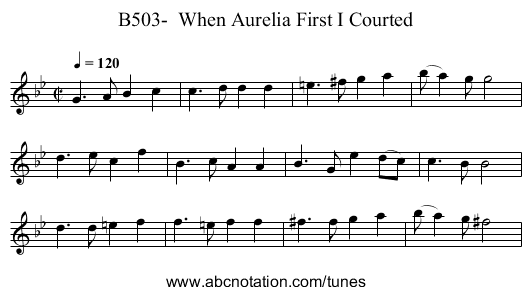 B503- When Aurelia First I Courted - staff notation
