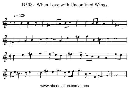 B508- When Love with Unconfined Wings - staff notation