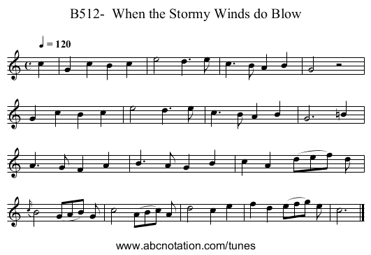 B512- When the Stormy Winds do Blow - staff notation
