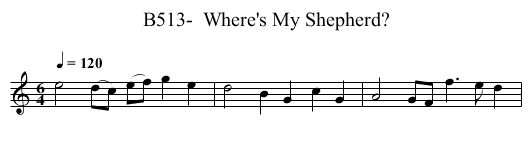B513-  Where's My Shepherd? - staff notation